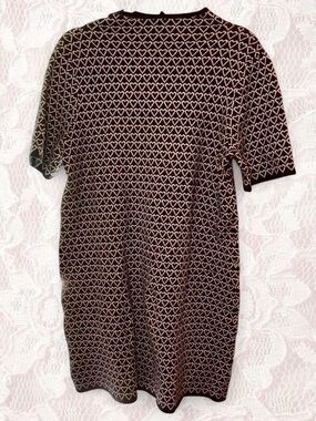 Nicole Miller Black Knit Mini Dress with White Heart Print XL